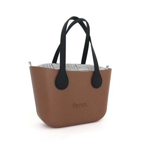 Petite – Dark Tan – Pattern 5 Inner – Black Microfibre Flat Criss Cross Handle - Image 2