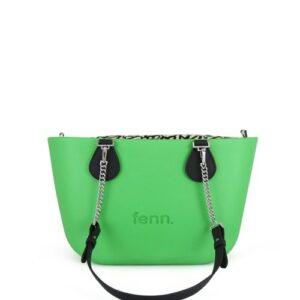 Petite – Apple – Pattern 48 Inner – Silver Zip – Black / Silver Chain Handle