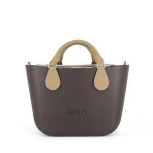 Petite – Choc – Pattern 45 Inner – Gold Zip – Light Tan Comfortable Short Swivel Microfibre Handle