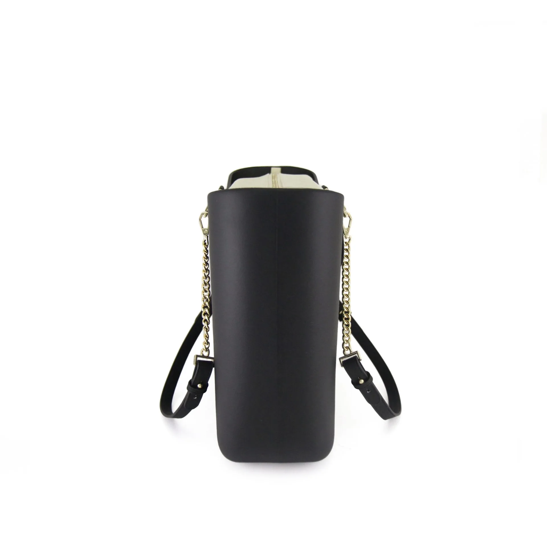 ORIGINAL COLLECTION – BLACK – beige inner – gold zip – black / gold chain handle - Image 3