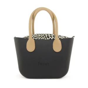 PETITE COLLECTION – BLACK – pattern10 inner – gold zip – light tan handle