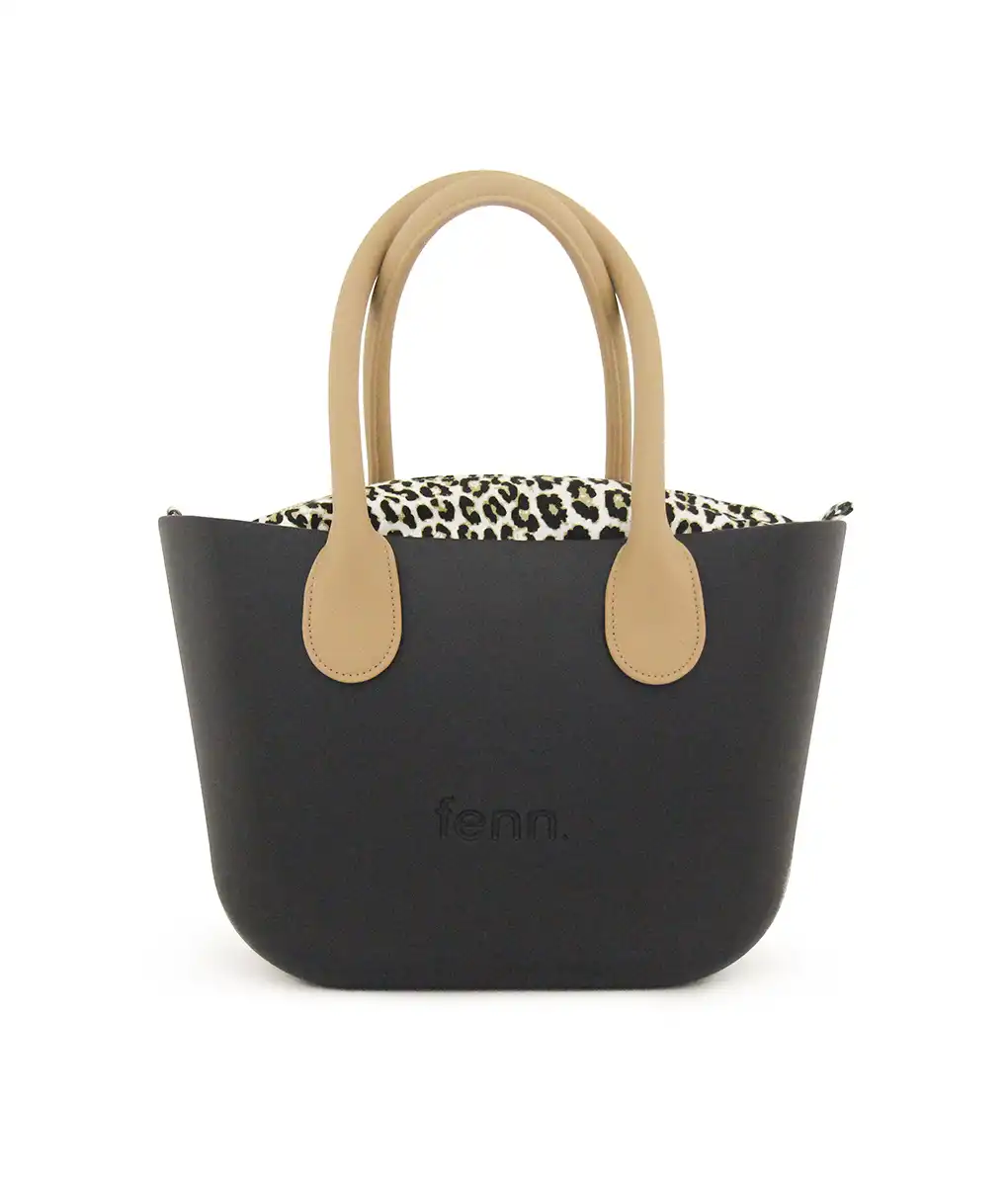 PETITE COLLECTION – BLACK – pattern10 inner – gold zip – light tan handle