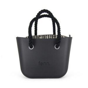 Petite – Black – Pattern 81 Inner – Silver Zip – Black Rope Handle