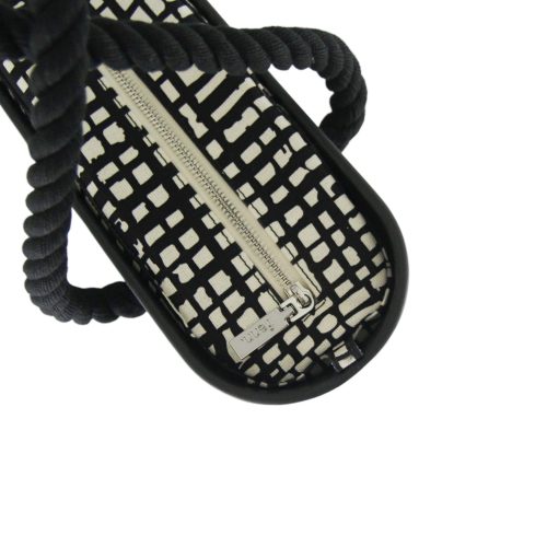 Petite – Black – Pattern 81 Inner – Silver Zip – Black Rope Handle - Image 3