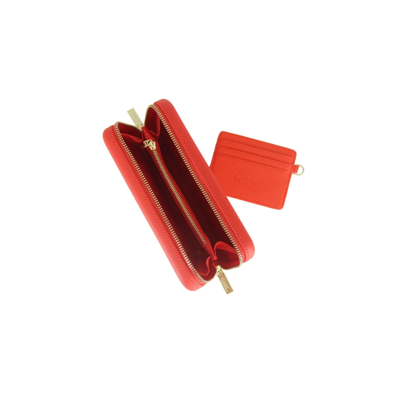 Wallets – Tangerine Red – Gold Zip4